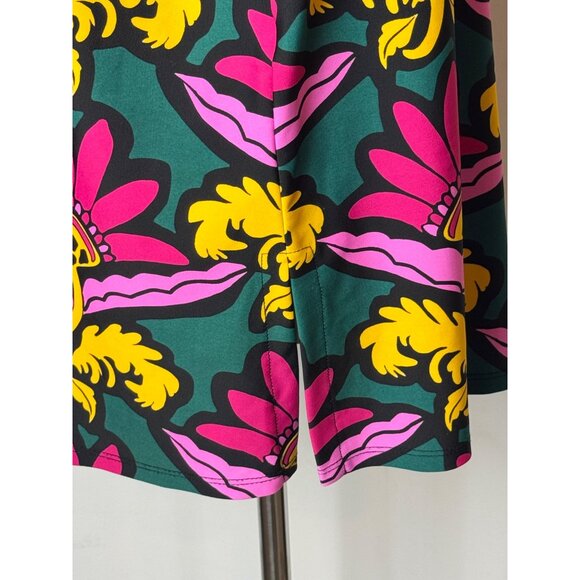 Jude Connally Shirt Women Large Green Purple Floral Jersey Macy Mock Neck Boho - Picture 8 of 10